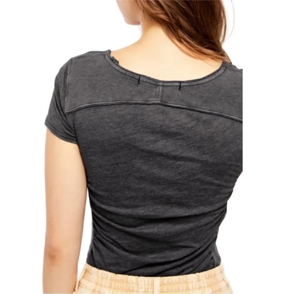 Free People NWT Sonnet Short Sleeve Top in Gray Size Small
